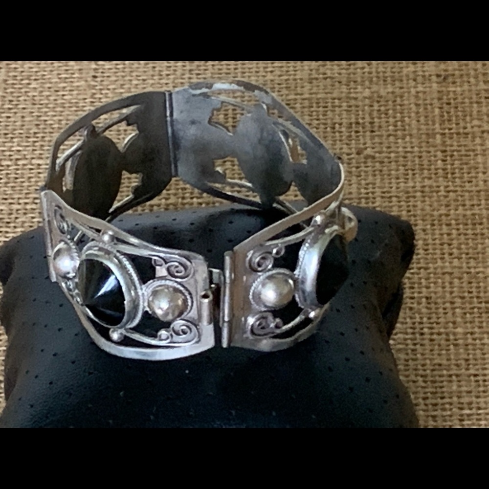 VINTAGE TAXCO 925 MEXICO STONE BRACELET - Picture 2 of 7